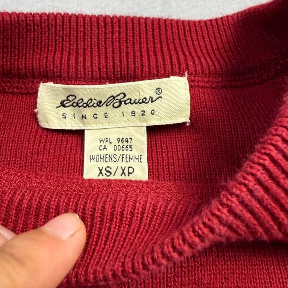 Vintage Eddie Bauer Crewneck Red Minimalist Sweatshirt Womens XS Normcore - Picture 2 of 6